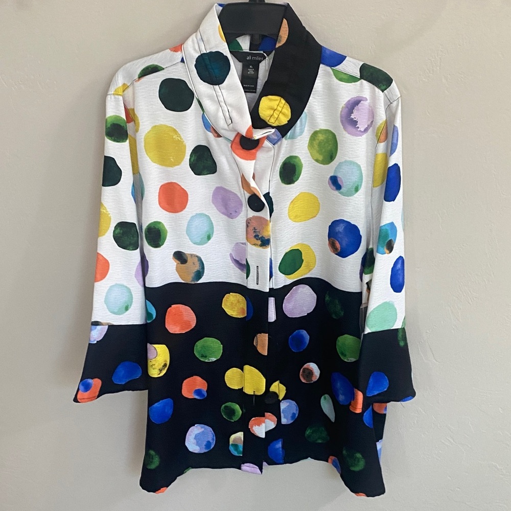 Ali Miles Multicolor Polka Dot Blouse